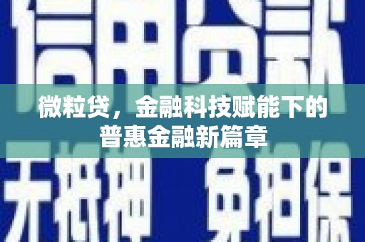 宜秀微粒贷，金融科技赋能下的普惠金融新篇章
