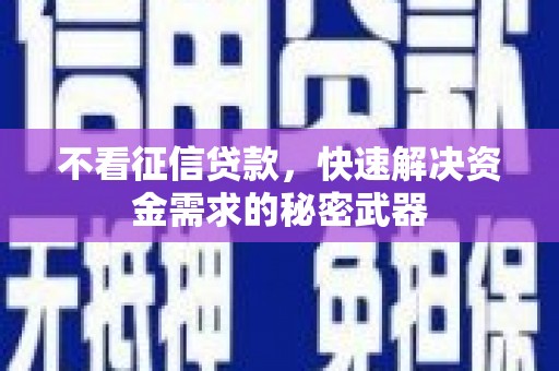 宜秀不看征信贷款，快速解决资金需求的秘密武器