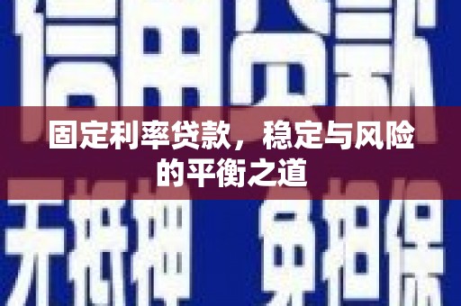 宜秀固定利率贷款，稳定与风险的平衡之道